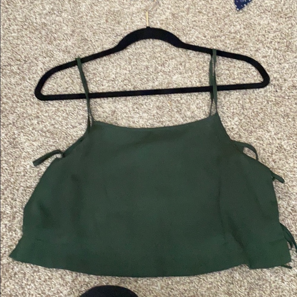 topshop green side ties tank top